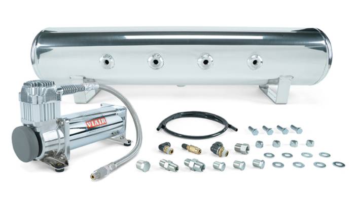 Air Lift - Air Lift 4 Gal. 7-Port Tank w/ Viair 444c Chrome Compressor (Incl. Fittings & Mounting Hardware) - 27803