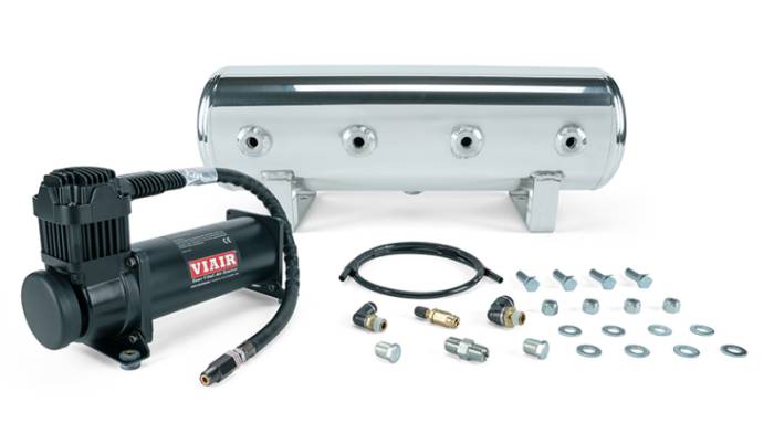 Air Lift - Air Lift 2.5 Gal. Polished Tank w/ Viair 444b Blk Compressor (Incl. Fittings & Mounting Hardware) - 27805