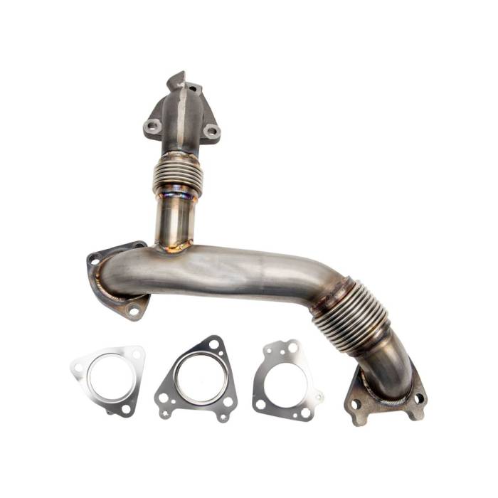 Wehrli Custom Fabrication - Wehrli 2011-2016 LML Duramax 2" Stainless Passenger Side Up Pipe Kit for OEM or WCFab Manifolds w/ Gaskets