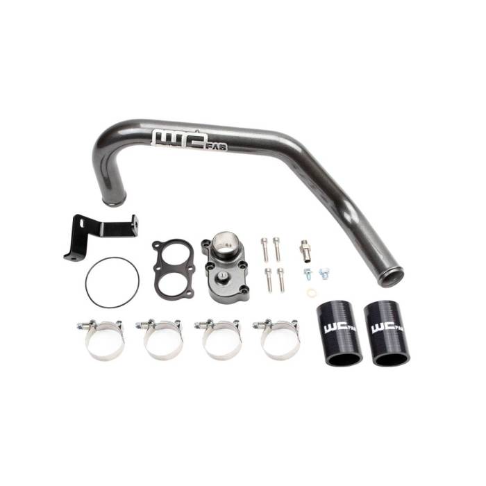 Wehrli Custom Fabrication - WCFab 2006-2010 LBZ/LMM Duramax Top Outlet Billet Thermostat Housing and Upper Coolant Pipe Kit for DUAL CP3 - WCF100424