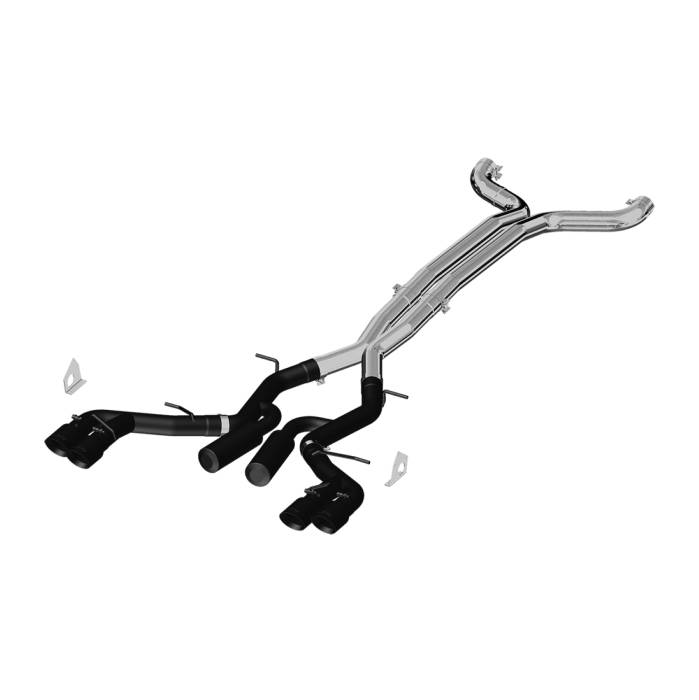 MBRP - MBRP Exhaust 3in. Dual Cat Back; Quad Tips; Black Coated; Race Version - S7033BLK