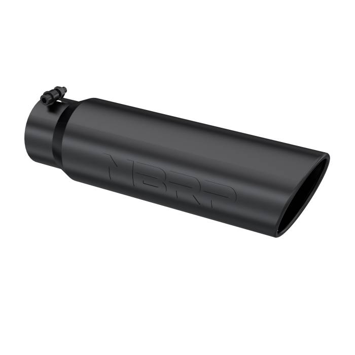 MBRP - MBRP Exhaust Tip; 5in. O.D.; Angled Rolled End; 4in. inlet 18in. in length; Black Coated - T5124BLK
