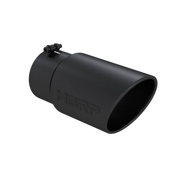 MBRP - MBRP Exhaust Tip; 6in. O.D. Angled Rolled End 5in. inlet 12in. length; Black Coated - T5075BLK