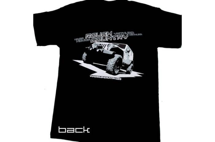 Rough Country - Rough Country Short Sleeve T 100 Percent Preshrunk Cotton Front Rough Country vertical logo Back Jeep design Size Large Color Black - 84028