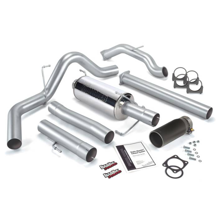 Banks Power - Banks Power 03-04 Dodge 5.9 SCLB/CCSB Cat Monster Exhaust System - SS Single Exhaust w/ Black Tip - 48640-B
