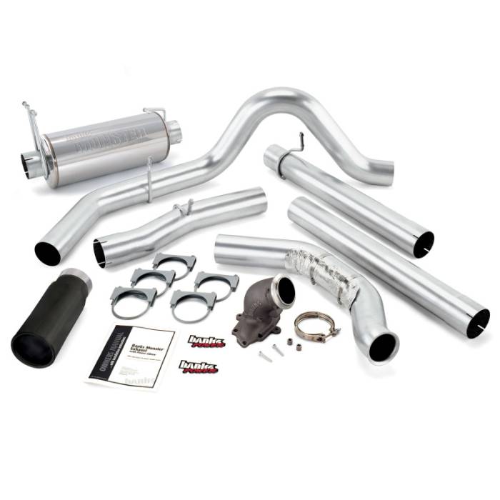 Banks Power - Banks Power 01-03 Ford 7.3L 275HP w/Cat (MT) Monster Exh w/ Power Elbow - SS Single Exh w/ Blk Tip - 48660-B
