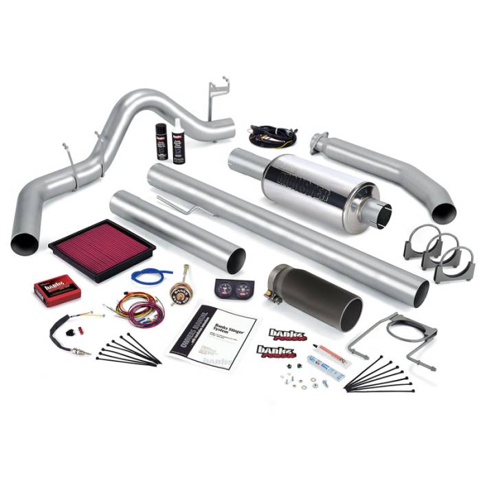 Banks Power - Banks Power 01 Dodge 5.9L 235Hp Ext Cab Stinger System - SS Single Exhaust w/ Black Tip - 49369-B