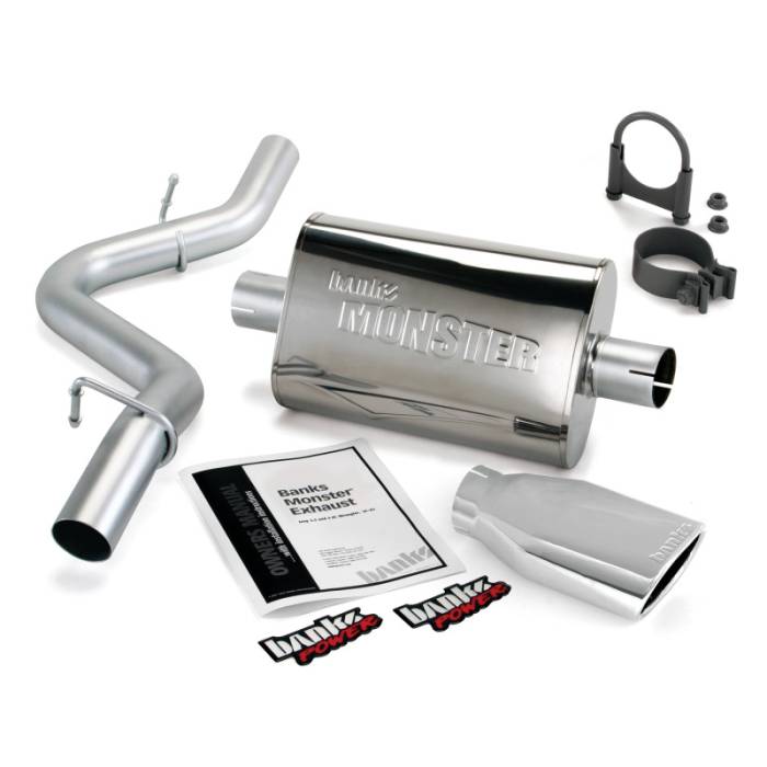 Banks Power - Banks Power 97-99 Jeep 2.5/4.0L Wrangler Slip Fit Cat Monster Exh Sys - SS Single Exh w/ Chrome Tip - 51312