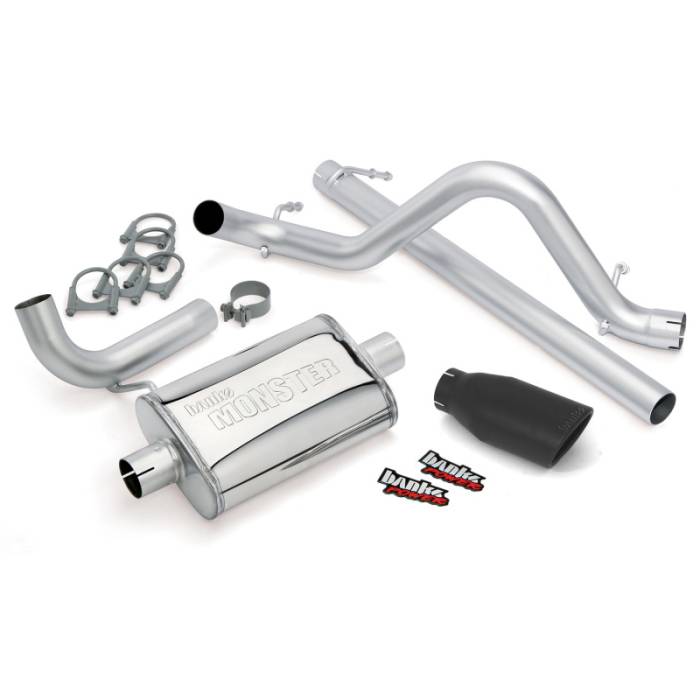 Banks Power - Banks Power 07-11 Jeep 3.8L Wrangler - 2dr Monster Exhaust System - SS Single Exhaust w/ Black Tip - 51321-B