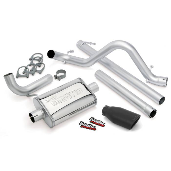 Banks Power - Banks Power 07-11 Jeep 3.8L Wrangler Unlimited - 4dr Monster Exh Sys - SS Single Exh w/ Black Tip - 51322-B