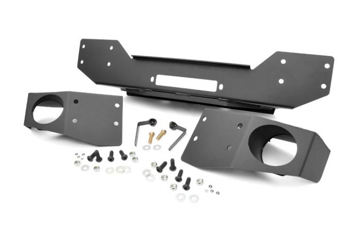 Rough Country - Rough Country Jeep Hybrid Stubby Winch Bumper w/Fog Mounts 07-18 Wrangler JK - 1062