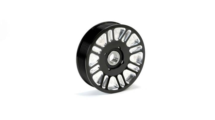 Fleece Performance - Fleece 2003-2018 Cummins Upper Fan Pulley Idler ( Black Finish Contrast Cut ) - FPE-34657-BLK-SPK