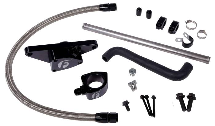 Fleece Performance - Fleece Cummins Coolant Bypass Kit (2003-2005 Auto Trans) w/ Stainless Steel Braided Line - FPE-CLNTBYPS-CUMMINS-0305-SS