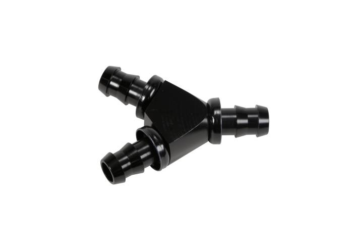 Fleece Performance - Fleece 1/2" Black Anodized Aluminum Y Barbed Fitting (For -8 Pushlock Hose) - FPE-FIT-Y08-BLK