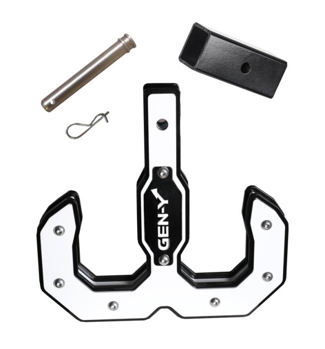 Gen-Y Hitch - Gen-Y Hulk 2.0 16K Tow Hook 2in Shank w/GH-009 Reducer Sleeve/GH-099 Pin/GH-011 Clip - Black/White - GH-0071-W