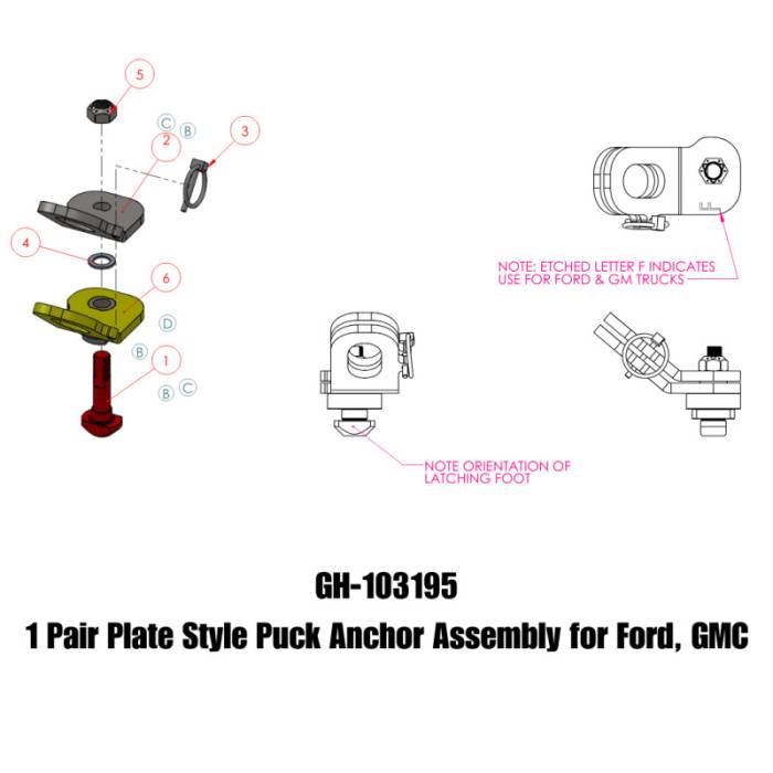 Gen-Y Hitch - Gen-Y Ford/GMC Plate Style Puck Safety Chain Anchor Assembly - Pair - GH-103195