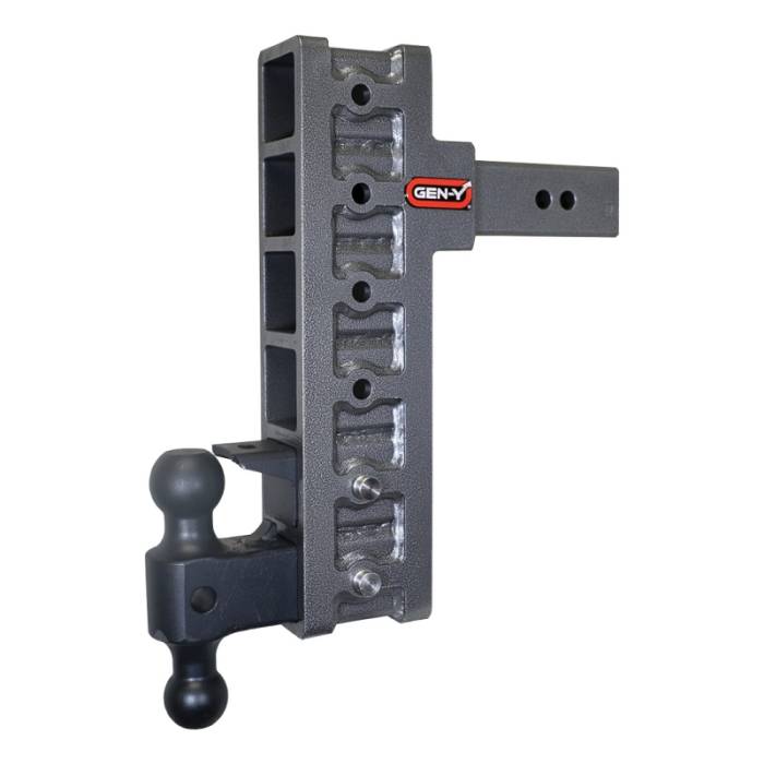 Gen-Y Hitch - Gen-Y Mega Duty 2.5in Shank 12in Offset Drop 21K Hitch w/GH-061 Dual-Ball/GH-062 Pintle Lock - GH-926