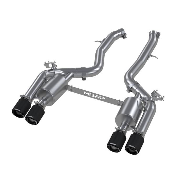 MBRP - MBRP 18-22 BMW M2 Competition 3.0L T304 SS 3in Resonator-Back Exhaust Quad Rear w/ Carbon Fiber Tips - S45023CF