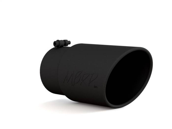 MBRP - MBRP Universal Tip 6in O.D. Angled Rolled End 5 inlet 12 length - Black Finish - T5075BLK
