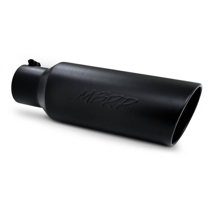 MBRP - MBRP Universal Tip 6in OD Rolled End 4in Inlet 18in L Black Coated Exhaust Tip - T5130BLK