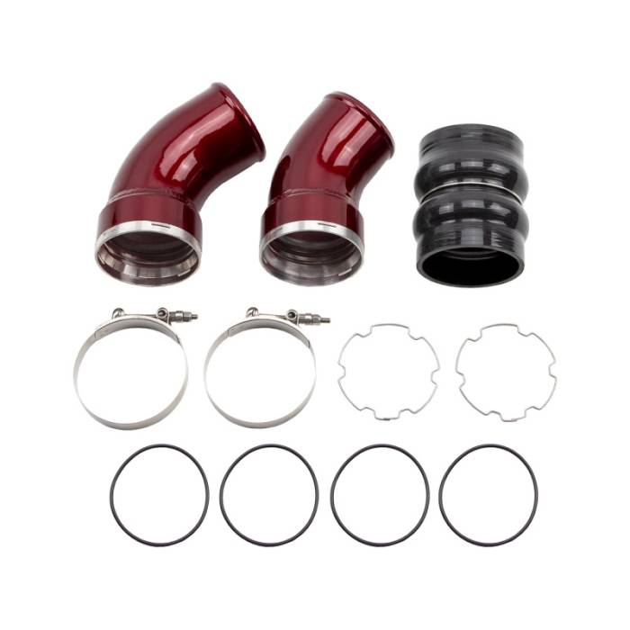 Wehrli - Wehrli 06-10 Chevrolet 6.6L LBZ/LMM Duramax Passenger Side 3.5in Intercooler Pipe - WCFab Red - WCF100367-RED