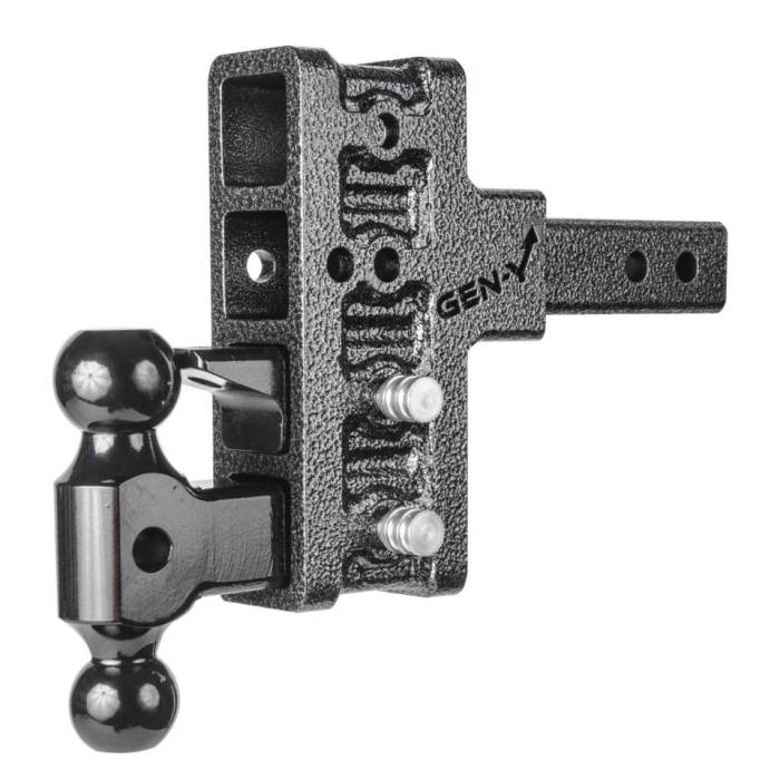 Gen-Y Hitch - Gen-Y Mega Duty 2in Shank 5in Offset Drop 1.5K TW 10K Hitch w/GH-031 Dual-Ball/GH-032 Pintle Lock - GH-424