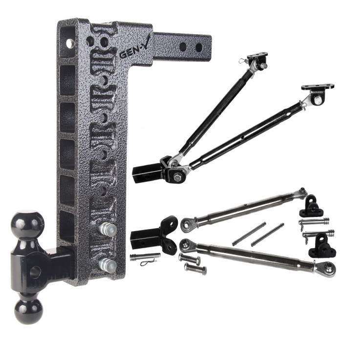 Gen-Y Hitch - Gen-Y Mega Duty 2in Shank 15in Drop 2K TW 16K Hitch w/GH-051 Dual-Ball/GH-0100 Stabilizer Kit - GH-517
