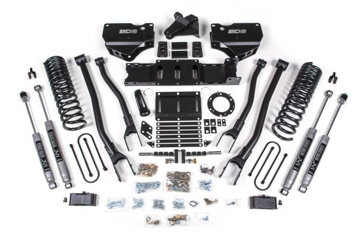 BDS Suspension - BDS Suspension 2019-2024 Ram 3500 4" 4-Link Diesel - 2" Rear Block w/ overload - 6 Bolt T-Case  - BDS1671FS