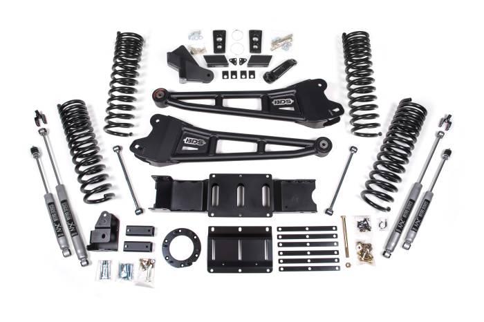 BDS Suspension - BDS Suspension 2019-2025 Ram 2500 5.5" Radius Arm - Gas - 4.5" Rear Coil Spring Box Kit - 6 bol - BDS1681FS