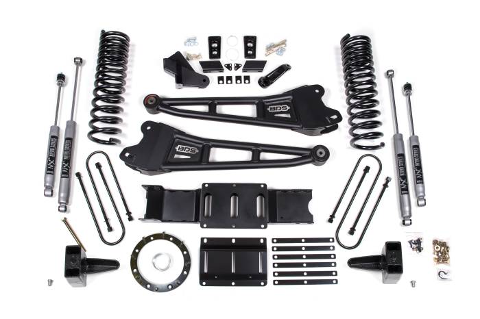 BDS Suspension - BDS Suspension 2019-2024 Ram 3500 5.5" Radius Arm Gas - 5" Rear Block w/ overload - 6 bolt T-Ca - BDS1687FS