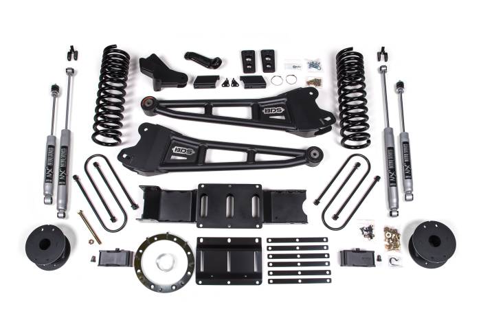 BDS Suspension - BDS Suspension 2019-2024 Ram 3500 4" Radius Arm Gas - 2" Rear Block w/o overload - Fox Shocks - BDS1702FS