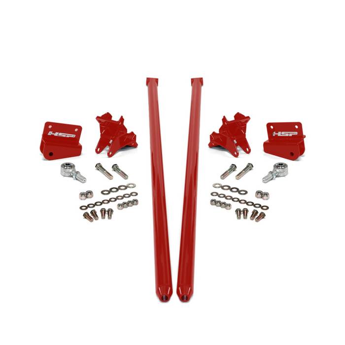 HSP Diesel - HSP 2001-2010 Chevrolet / GMC 58 inch Bolt On Traction Bars 3.5 inch Axle Diameter Flag Red