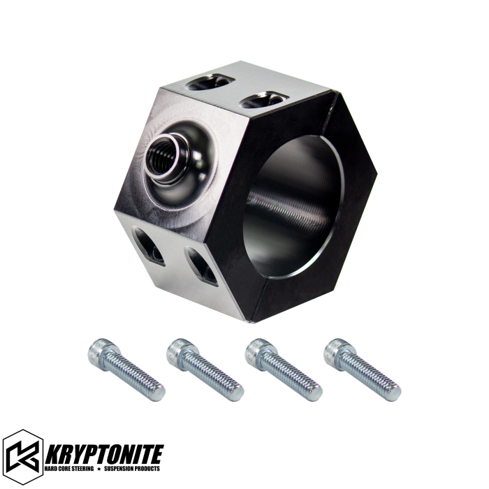 Kryptonite - KRYPTONITE FORD SUPER DUTY F250/F350 DEATH GRIP STEERING STABILIZER ADAPTER KIT 2008-2024 - Fox ATS or Other Eyelet Mounted Stabilizer for Kryptonite Drag Link