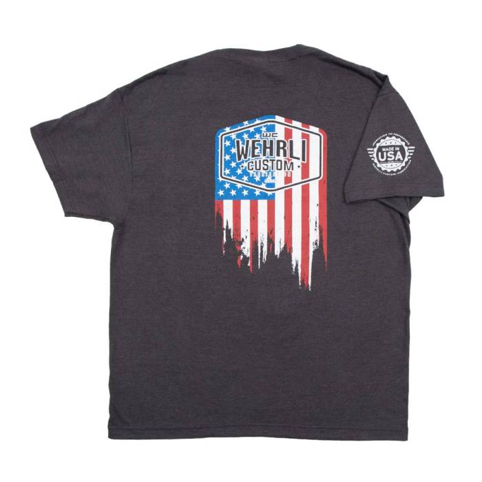 Wehrli Custom Fabrication - Wehrli Men's T-Shirt- Flag Logo Dark Heather 