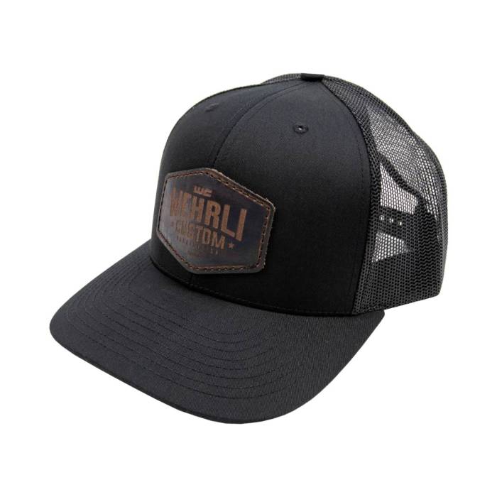 Wehrli Custom Fabrication - Wehrli Snap Back Hat Black Leather Badge