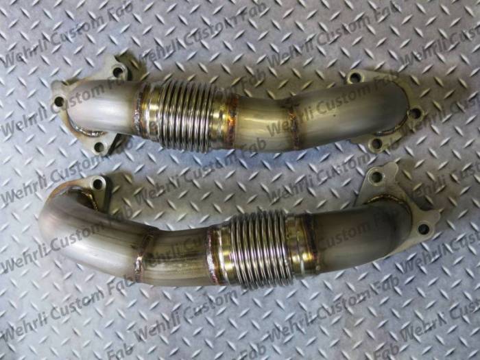 Wehrli Custom Fabrication - Wehrli Custom Fabrication 2" Stainless Steel Twin Turbo Up Pipe Kit for OEM Manifolds