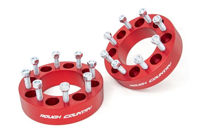 Rough Country - 2 Inch Wheel Spacers 8x6.5 Red Multiple Makes & Models (Chevy/GMC/Ram) Rough Country