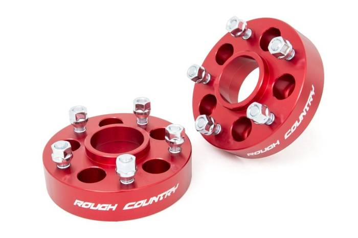 Rough Country - 1.5 Inch Wheel Adapters 5x4.5 to 5x5 Red Jeep Cherokee XJ/Comanche MJ/Wrangler TJ Rough Country
