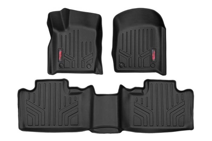 Rough Country - Heavy Duty Floor Mats Front/Rear-13-20 Jeep Grand Cherokee WK2 w/Factory Post Style Floormat Connector Rough Country