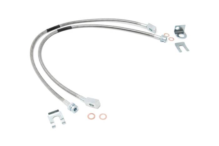 Rough Country - Brake Lines Stainless FR 4-6 Inch Lift Jeep Cherokee XJ/Wrangler TJ/Wrangler Unlimited Rough Country