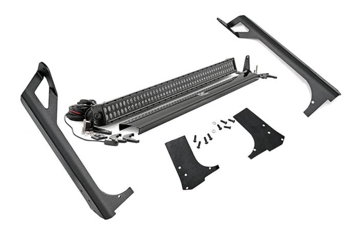Rough Country - LED Light Kit Windshield Mount 50 Inch Black Dual Row Jeep Wrangler TJ (97-06) Rough Country