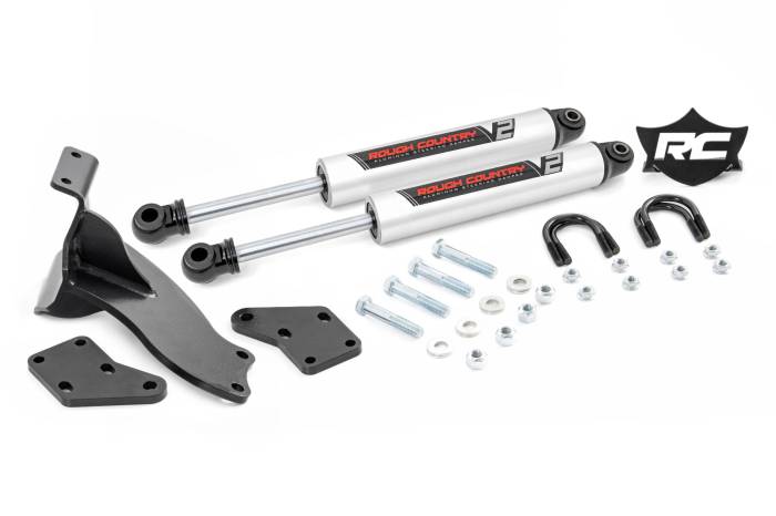 Rough Country - V2 Steering Stabilizer Dual 2.5-8 Inch Lift Ram 2500 (14-26)/3500 (13-26) Rough Country