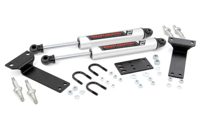 Rough Country - V2 Steering Stabilizer Dual 2-8 Inch Lift Ford Excursion (00-05)/Super Duty (99-04) Rough Country