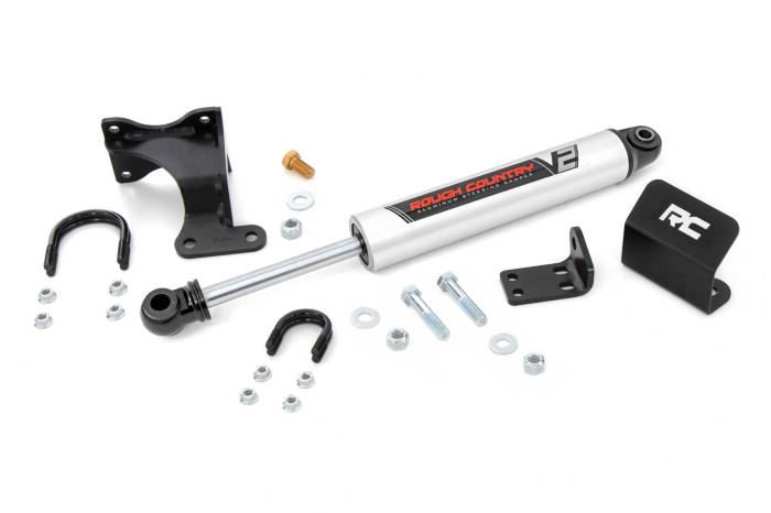 Rough Country - V2 Steering Stabilizer Axle Bracket 2-8 Inch Lift Jeep Wrangler JK/Wrangler Unlimited (07-18) Rough Country