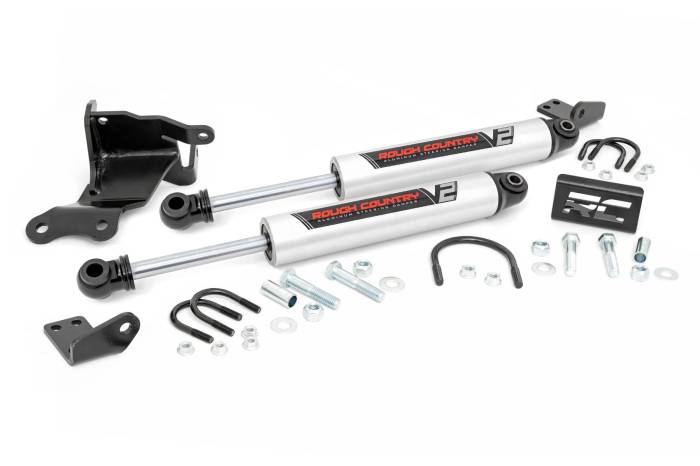 Rough Country - V2 Steering Stabilizer Dual 2.5-8 Inch Lift Jeep Gladiator JT/Wrangler JL (18-26) Rough Country