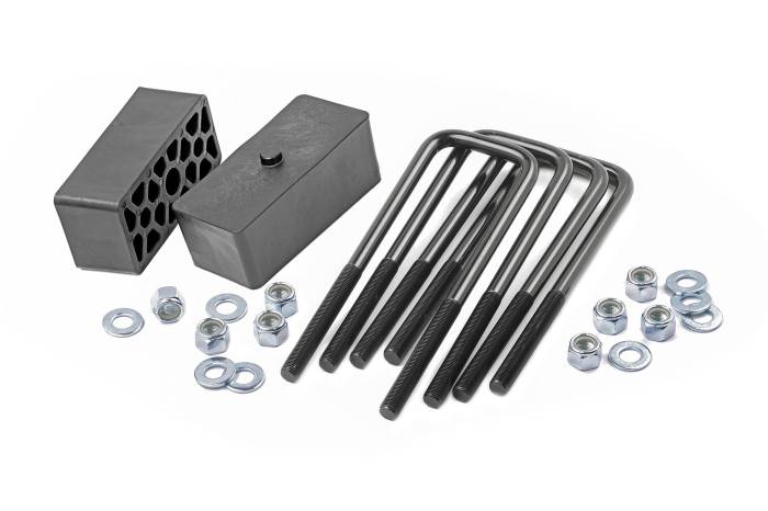 Rough Country - 2 Inch Block & U-Bolt Kit Silverado/Sierra 1500 2WD/4WD (99-24) Rough Country