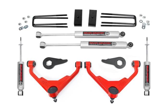 Rough Country - 3 Inch Lift Kit FK/FF Code Red Silverado/Sierra 2500 HD Suburban/Yukon XL 2500 (01-10) Rough Country
