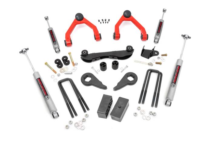 Rough Country - 2-3 Inch Lift Kit Rear Blocks Red Silverado/Sierra 1500 Truck & SUV 4WD (1988-1999) Rough Country