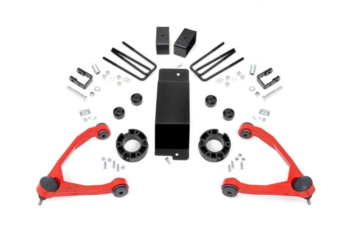 Rough Country - 3.5 Inch Lift Kit Mag-ride Alu/Cast Steel Red GMC Sierra 1500 Denali (14-16) Rough Country