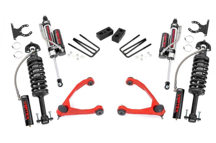 Rough Country - 3.5 Inch Lift Kit Forged UCA Cast Steel Vertex Red Silverado/Sierra 1500 (07-13) Rough Country